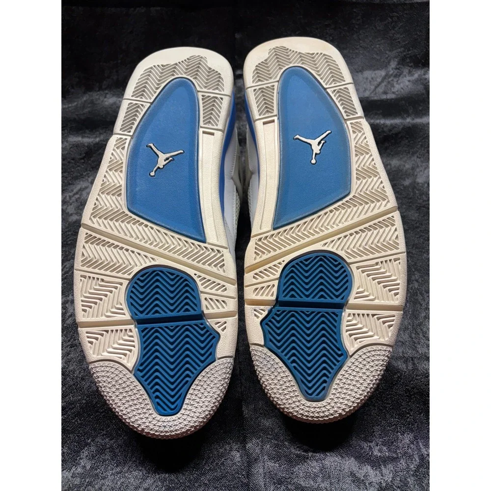 Air Jordan 4 Retro Military Blue White Grey Sneakers 308497-105 Mens